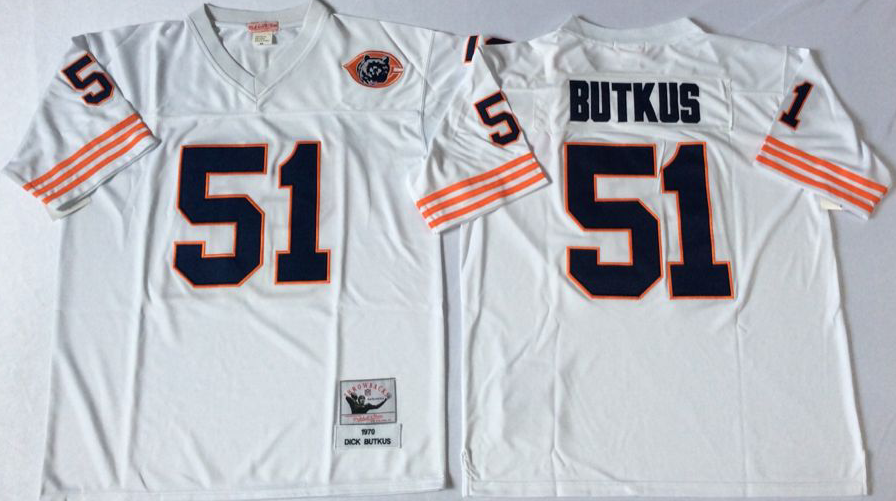Men NFL Chicago Bears 51 Butkus white Mitchell Ness jerseys